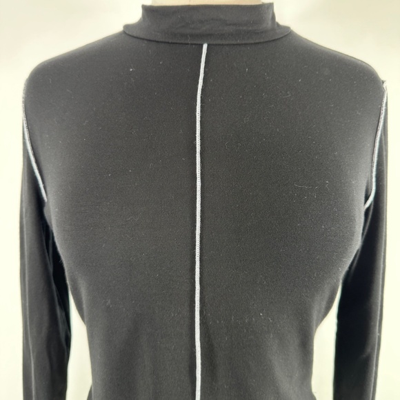 Reformation Stacey Knit Top Crop Mock Neck Women's Sz M Black White Sitches - Picture 5 of 15